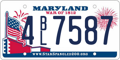 MD license plate 4BL7587