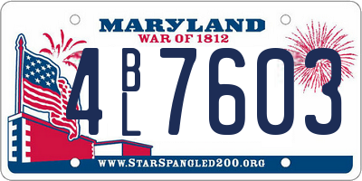 MD license plate 4BL7603