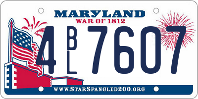 MD license plate 4BL7607