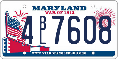 MD license plate 4BL7608