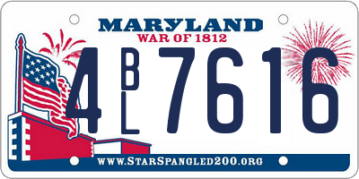 MD license plate 4BL7616