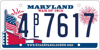 MD license plate 4BL7617
