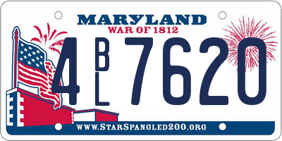 MD license plate 4BL7620