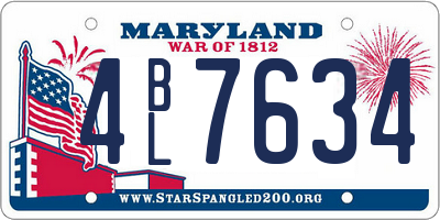 MD license plate 4BL7634