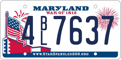MD license plate 4BL7637