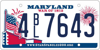 MD license plate 4BL7643
