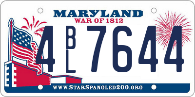 MD license plate 4BL7644