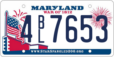 MD license plate 4BL7653