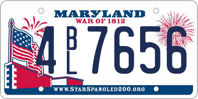 MD license plate 4BL7656