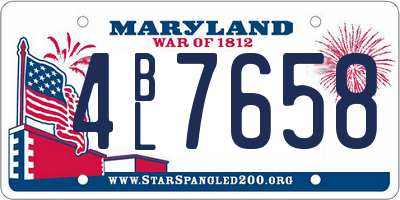MD license plate 4BL7658