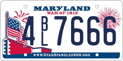 MD license plate 4BL7666