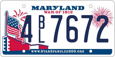 MD license plate 4BL7672
