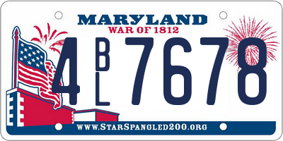 MD license plate 4BL7678