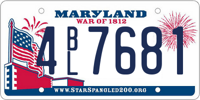MD license plate 4BL7681