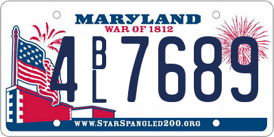 MD license plate 4BL7689