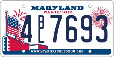 MD license plate 4BL7693