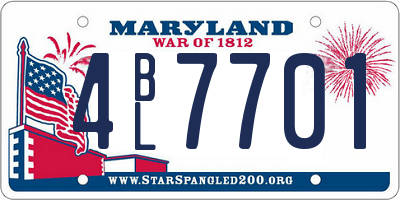 MD license plate 4BL7701