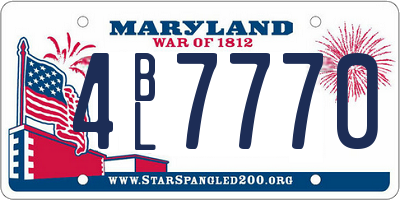 MD license plate 4BL7770