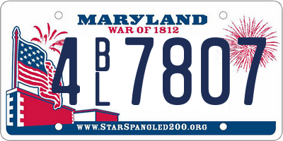 MD license plate 4BL7807