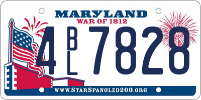 MD license plate 4BL7828