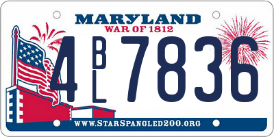 MD license plate 4BL7836
