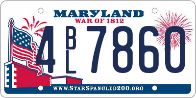 MD license plate 4BL7860
