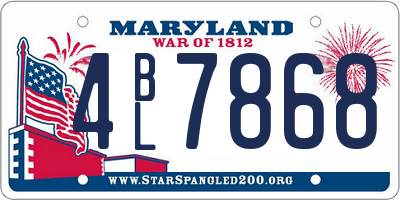 MD license plate 4BL7868