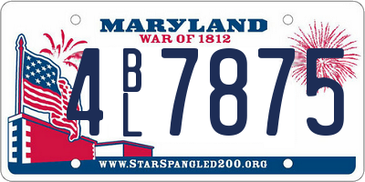 MD license plate 4BL7875