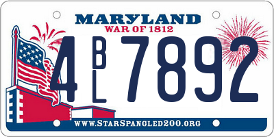 MD license plate 4BL7892