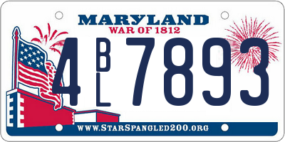MD license plate 4BL7893