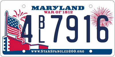 MD license plate 4BL7916