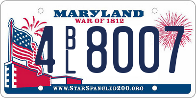 MD license plate 4BL8007