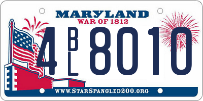 MD license plate 4BL8010