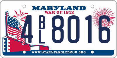 MD license plate 4BL8016