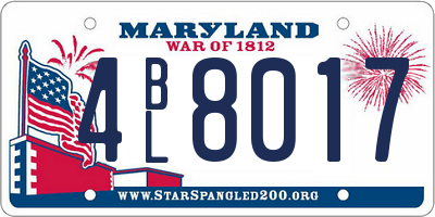 MD license plate 4BL8017