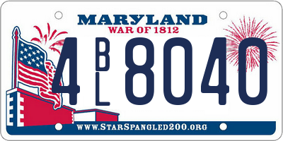 MD license plate 4BL8040