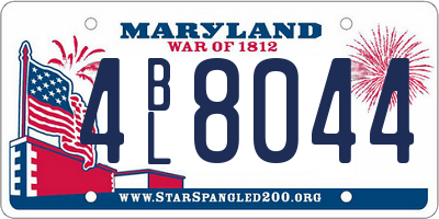 MD license plate 4BL8044