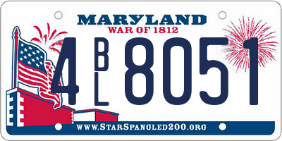 MD license plate 4BL8051