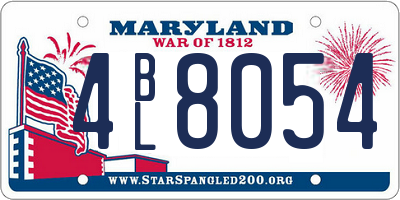 MD license plate 4BL8054