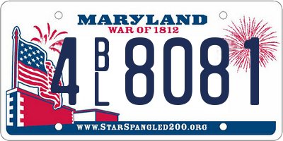 MD license plate 4BL8081