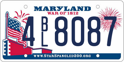 MD license plate 4BL8087