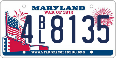 MD license plate 4BL8135