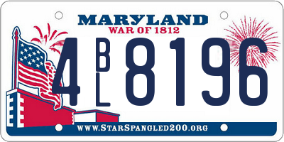 MD license plate 4BL8196