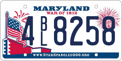 MD license plate 4BL8258