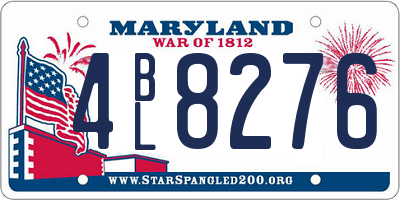 MD license plate 4BL8276