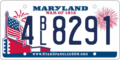MD license plate 4BL8291
