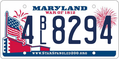 MD license plate 4BL8294