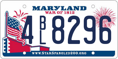 MD license plate 4BL8296