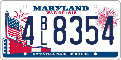 MD license plate 4BL8354