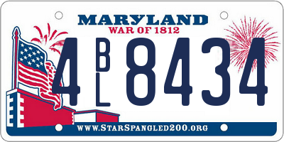 MD license plate 4BL8434